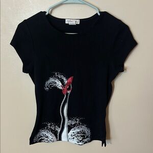 Wynn Las Vegas Le Reve Black and Red Graphic Short Sleeve Top s